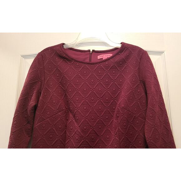 Betsey Johnson Long Sleeve Round Neck Dress Size 12 Burgundy NWT 80s - Picture 3 of 16